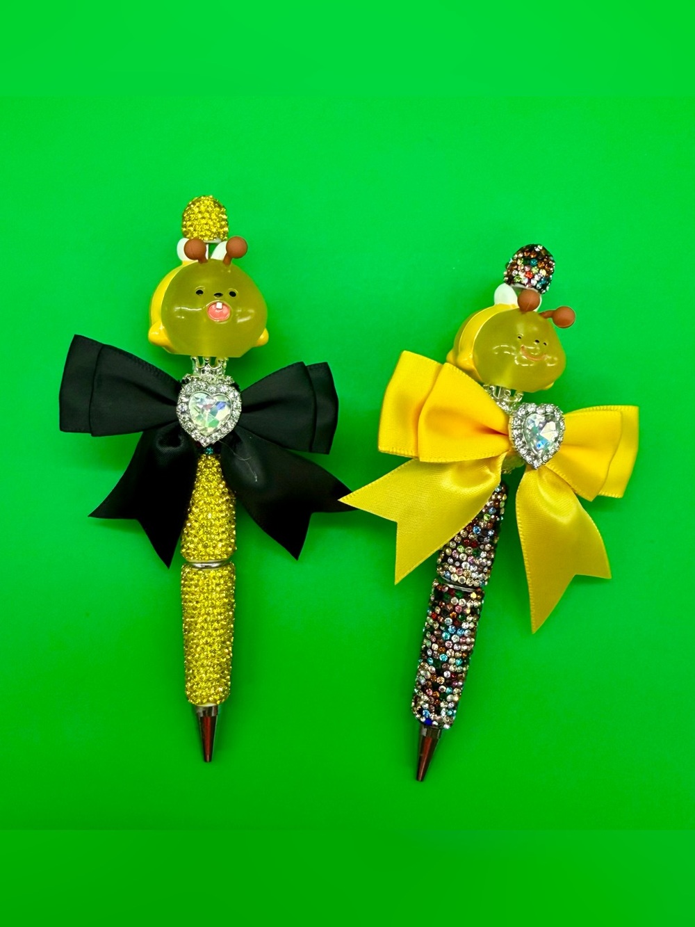 Kids Cute Bee Bow Pen - Yellow Green